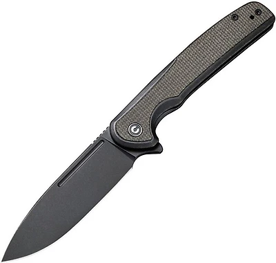 CIVIVI Voltaic Flipper Knife Green Micarta/Steel (3.50" Black Stonewash 14C28N) C20060-3