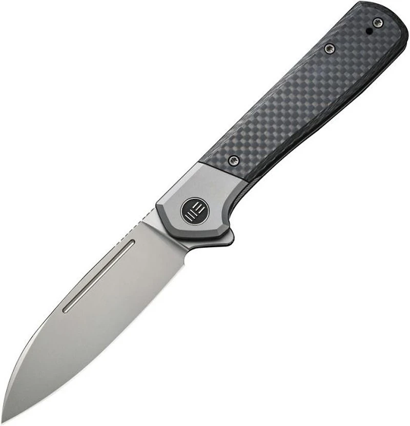 WE Knife Soothsayer Flipper Knife Twill Carbon Fiber + Titanium (3.50" Bead Blast 20V) WE20050-1
