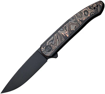 WE Knife Smooth Sentinel Flipper Knife Copper Foil Carbon Fiber + BK Titanium (3" Black Stonewash 20V) WE20043-6