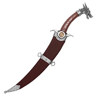 Dragon Head Dagger Curved Blade with Brown Scabbard 16.5"