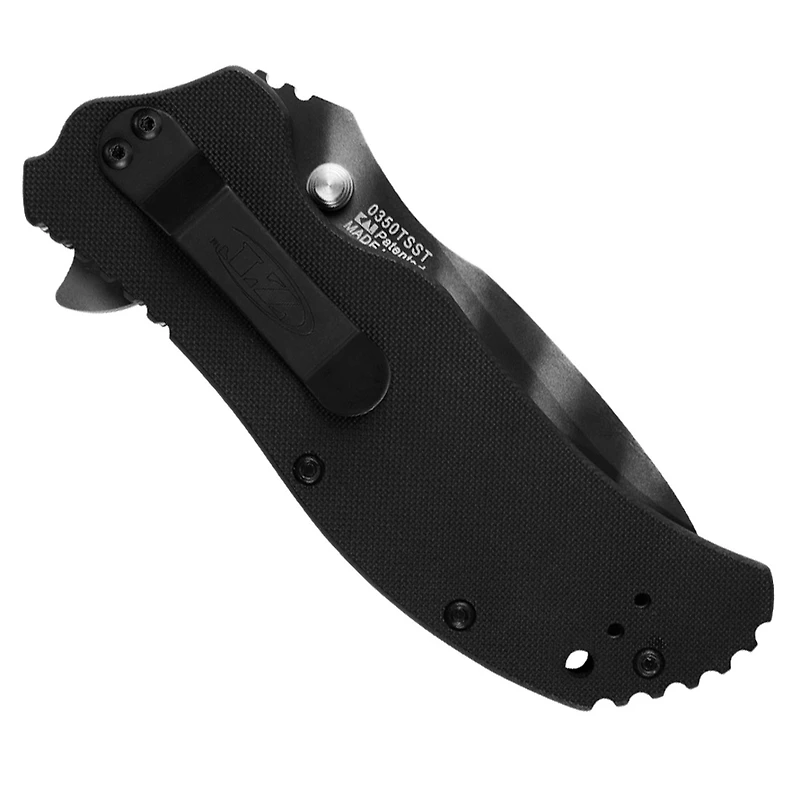 Zero Tolerance 0350 Spring Assisted Knife Liner Lock Black G-10 [3.25" Serrated Tiger Stripe] Drop Point 0350TSST