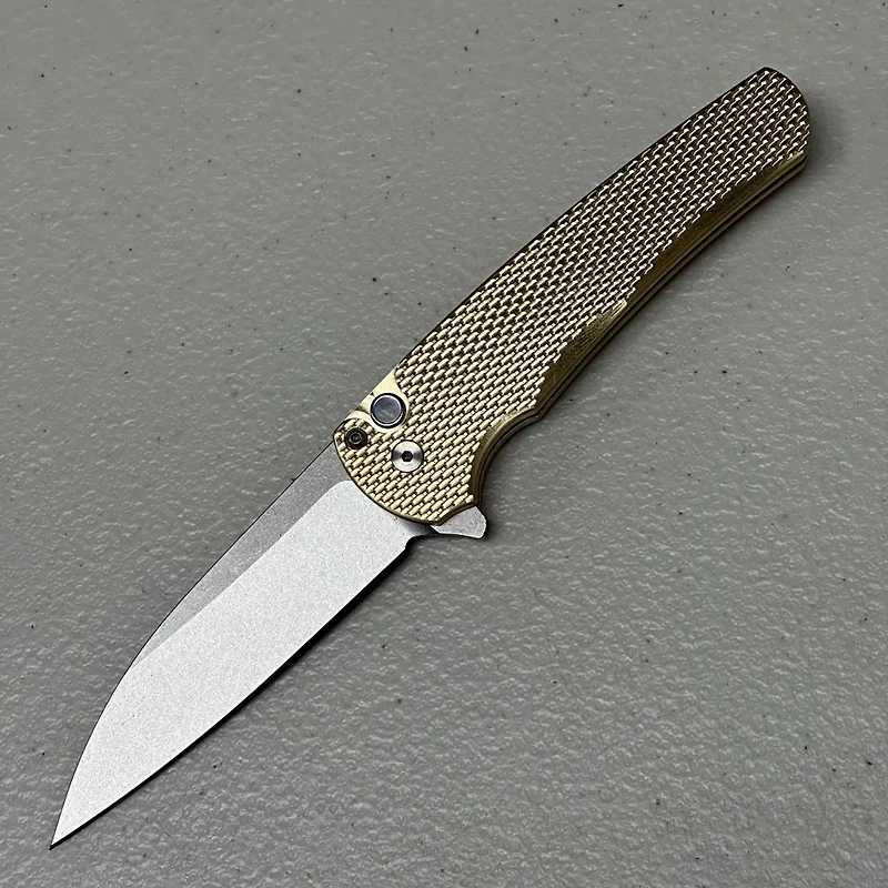 Pro-Tech Malibu Bronze Texture Custom Flipper Knife Wharncliffe (3.25" Stonewash MagnaCut) 5311