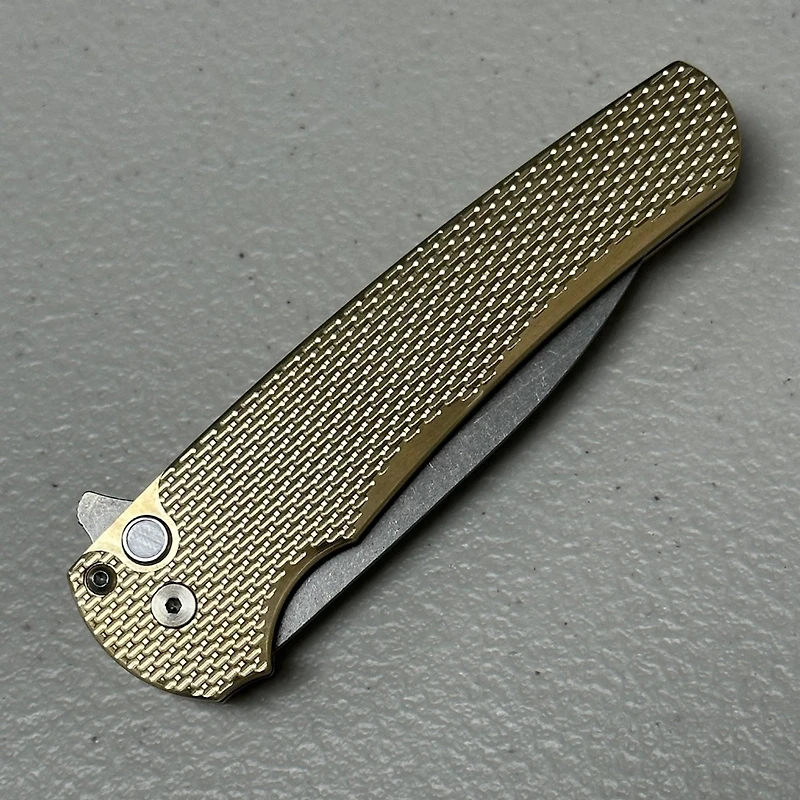 Pro-Tech Malibu Bronze Texture Custom Flipper Knife Wharncliffe (3.25" Stonewash MagnaCut) 5311