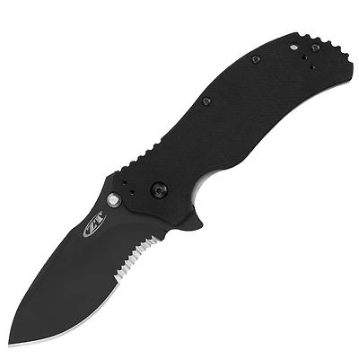 Zero Tolerance 0350 Spring Assisted Knife Liner Lock Black G-10 [3.25" Serrated Black] Drop Point 0350ST