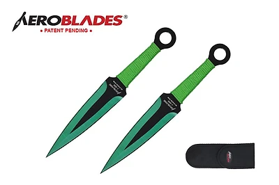 Ninja Kunai (Green) Throwing Knife 7.5" (2pc Set)