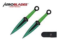 Ninja Kunai (Green) Throwing Knife 7.5" (2pc Set)