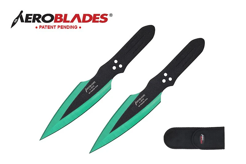 Thunder Bolt (Green & Black) Throwing Knife 7.5" (2pc Set)