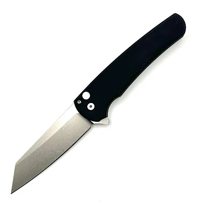 Pro-Tech Malibu Black Flipper Knife Reverse Tanto (3.30" Stonewash 20CV) 5201