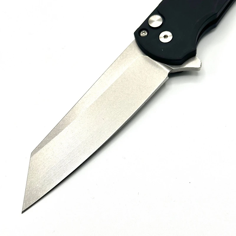 Pro-Tech Malibu Black Flipper Knife Reverse Tanto (3.30" Stonewash 20CV) 5201