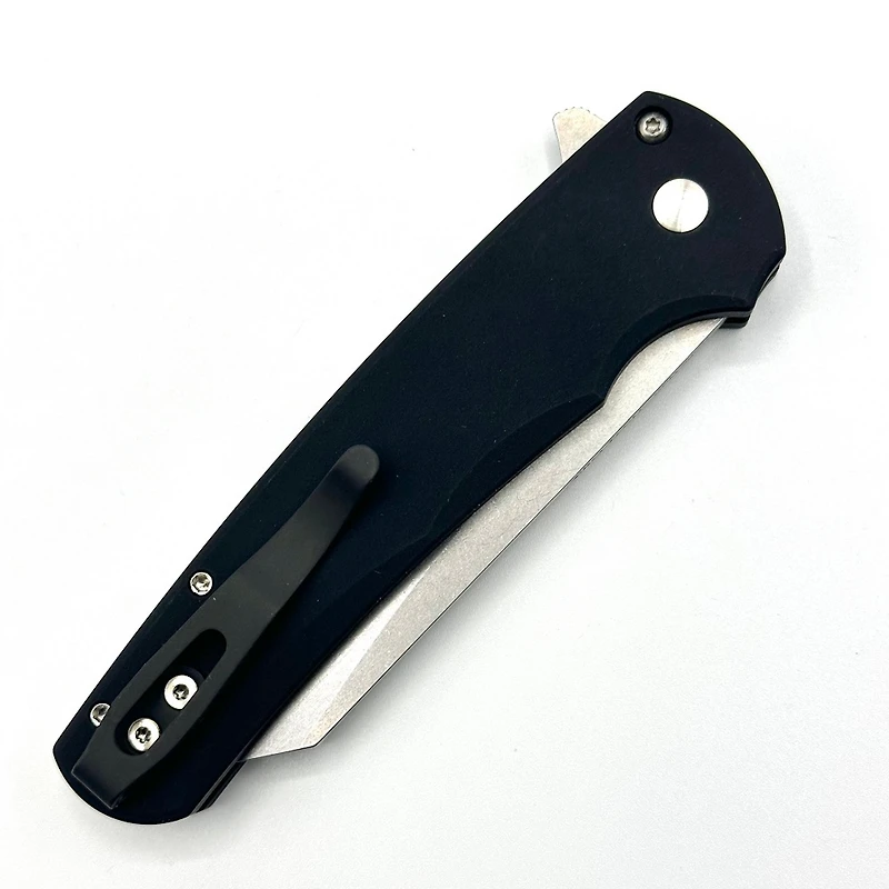 Pro-Tech Malibu Black Flipper Knife Reverse Tanto (3.30" Stonewash 20CV) 5201