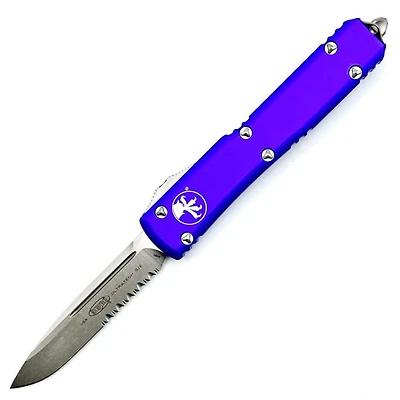 Microtech Ultratech Purple OTF Knife Serrated (3.46" Stonewash) 121-11PU