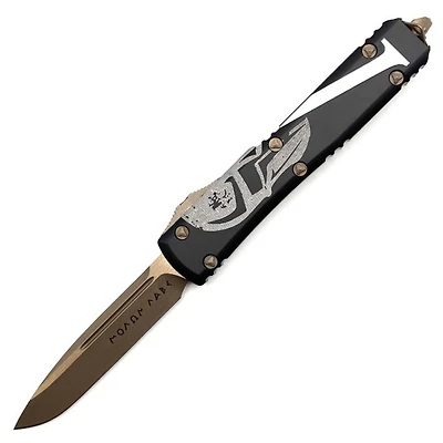Microtech Ultratech Bronze Black OTF Knife Molon Labe Spartan (3.46" Bronze Apocalyptic) 121-13MLS