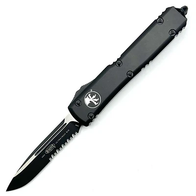 Microtech Ultratech Black Tactical OTF Knife Serrated (3.46" Black) 121-2T
