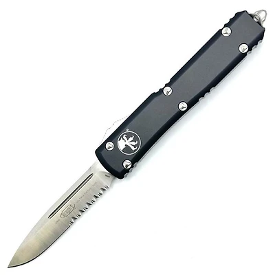 Microtech Ultratech Black OTF Knife Serrated (3.46" Satin) 121-5