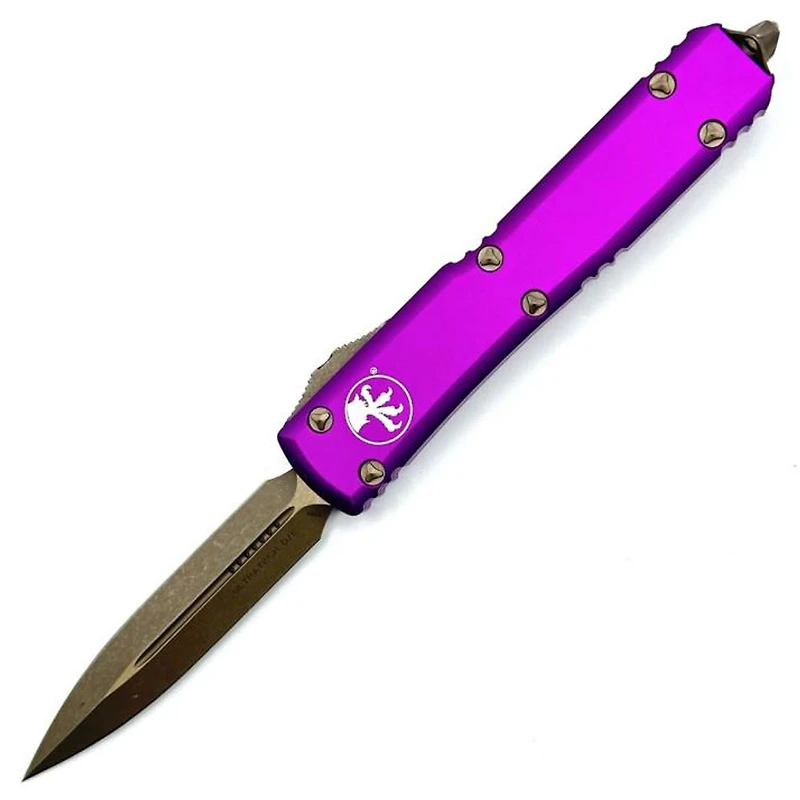 Microtech Ultratech Bronze Violet OTF Knife Double Edge (3.46" Bronze Apocalyptic) 122-13APVI