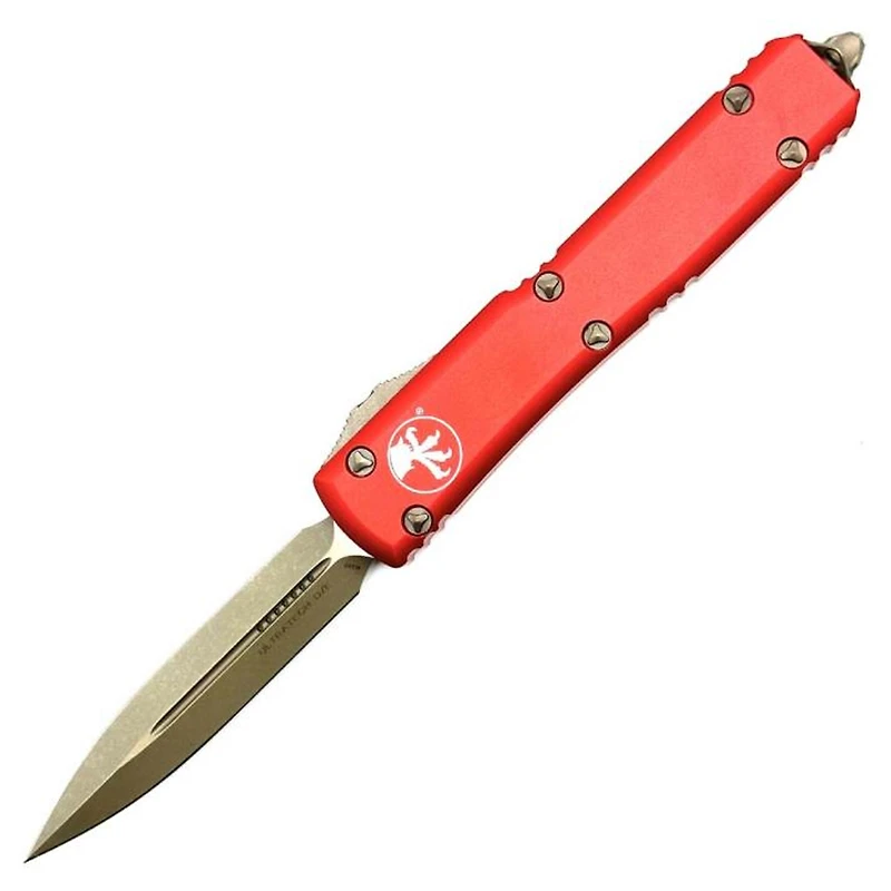 Microtech Ultratech Bronze Red OTF Knife Double Edge (3.46" Bronze Apocalyptic) 122-13APRD