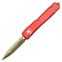 Microtech Ultratech Bronze Red OTF Knife Double Edge (3.46" Bronze Apocalyptic) 122-13APRD