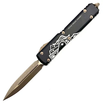 Microtech Ultratech Bronze Black OTF Knife Double Edge Deadman's Hand (3.46" Bronze Apocalyptic) 122-13DMS