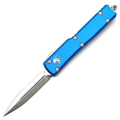 Microtech UTX-70 Blue OTF Knife Double Edge (2.41" Stonewash) 147-10BL