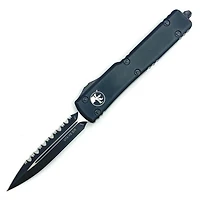 Microtech UTX-70 Black Tactical OTF Knife Double Edge Full Serrated (2.41" Black) 147-3T
