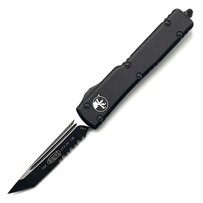 Microtech UTX-70 Black Tactical Tanto OTF Knife Serrated (2.41" Black) 149-2T