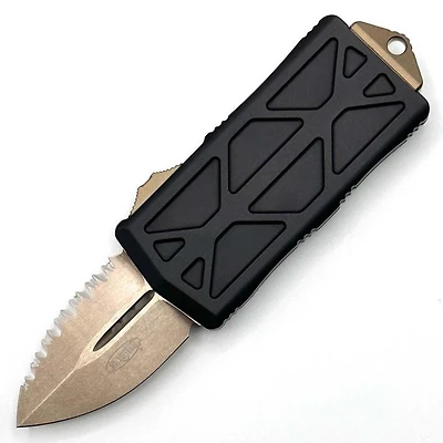 Microtech Exocet Bronze Black OTF Knife Double Edge Full Serrated (1.98" Bronze) 157-15