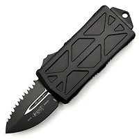 Microtech Exocet All Black OTF Knife Double Edge Full Serrated (1.98" Black) 157-3T