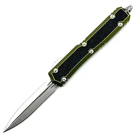 Microtech Makora OD Green w/ Black Traction Inlay  OTF Knife Double Edge (3.3" Stonewash) 206-10ODS