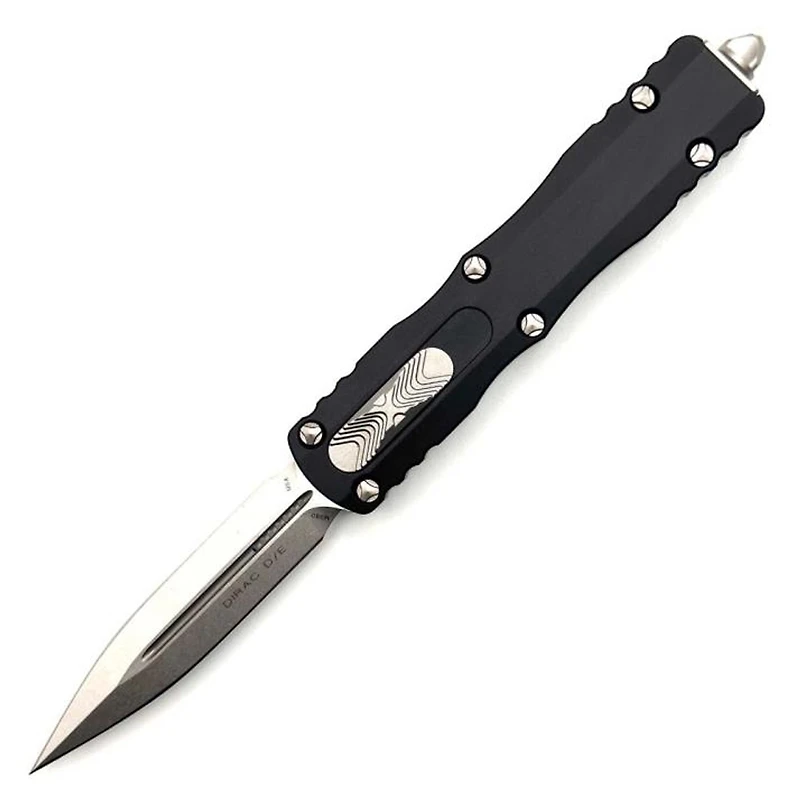 Microtech Dirac Black OTF Knife Double Edge (2.92" Stonewash) 225-10
