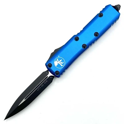 Microtech UTX-85 Blue OTF Knife Double Edge (3.00" Black) 232-1BL