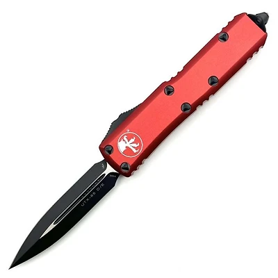 Microtech UTX-85 Red OTF Knife Double Edge (3.00" Black) 232-1RD