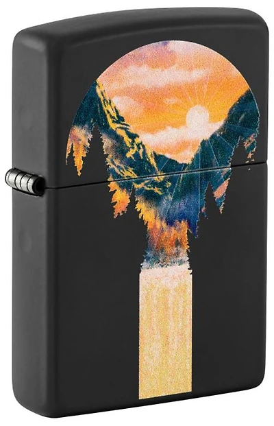 Mountain Waterfall Design Zippo