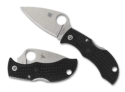 Manbug Pocket Knife Black FRN Lightweight Leaf Spyderco (1.95" Satin VG-10) MBKLFP