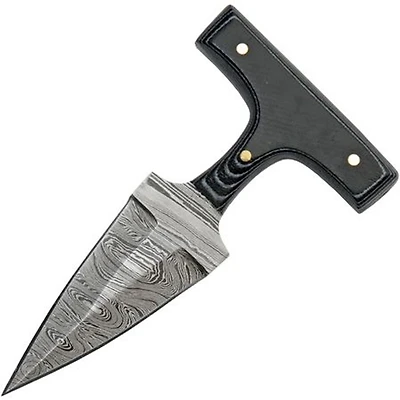 Damascus Black Micarta Push Dagger (4.5" Overall)