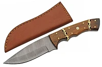 Damascus Rodeo Wood Hunter Fixed Blade (9" Overall