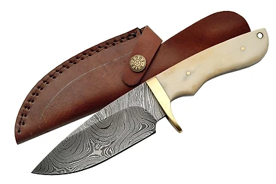 Damascus Bone Twist Hunter Fixed Blade (9" Overall)