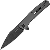 Kershaw Flyby A/O Frame Lock Gray Pocket Knife (3" Black Stonewash D2)