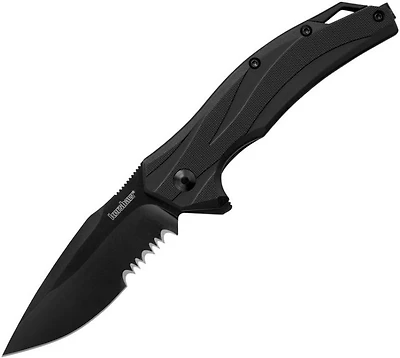 Kershaw Lateral A/O Liner Lock (Serrated) Black GFN Pocket Knife (3" Black 8Cr13MoV)