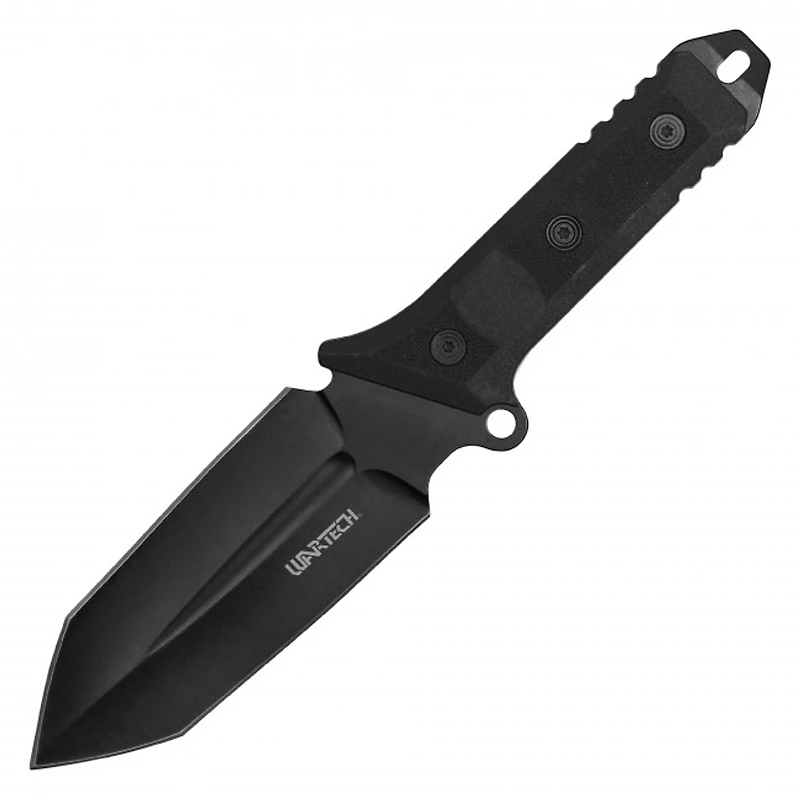 Wartech Black Nylon Fiber Handle Tactical Fixed Blade 9" [Black 3cr13]