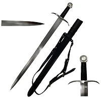 Hand Forged (Curved Guard) Medieval Sword 35" (1045 Carbon Steel)
