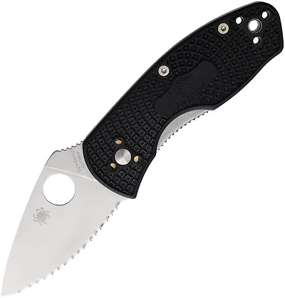 Ambitious Lightweight [Full Serrated] Knife Black FRN (2.25" Satin 8Cr13MoV) Spyderco C148SBK