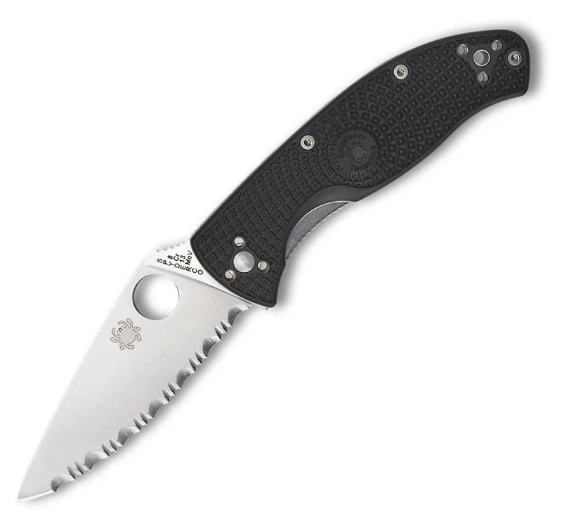 Tenacious Lightweight (Full Serrated) FRN (3.38" Satin 8Cr13MoV) Spyderco C122SBK