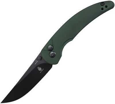 Chili Pepper Button Lock [Green Aluminium] Pocket Knife (3.03" Black 3V) Kizer Cutlery V3601A1
