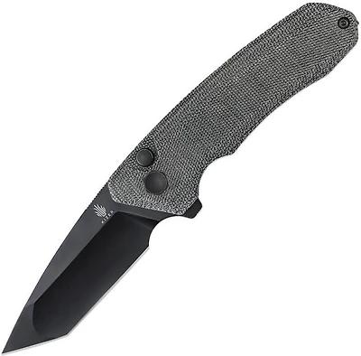 Mad Tanto Button Lock (Black Micarta) Pocket Knife [3.31" Black 154CM] Kizer Cutlery V4602C1