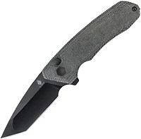 Mad Tanto Button Lock (Black Micarta) Pocket Knife [3.31" Black 154CM] Kizer Cutlery V4602C1