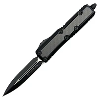 Microtech Daytona Black Carbon Fiber Inlay OTF Knife Double Edge (3.10" Black) Signature Series 126-1TCFIS