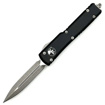 Microtech UTX-70 Black OTF Knife Double Edge (2.41" Apocalyptic) 147-10AP