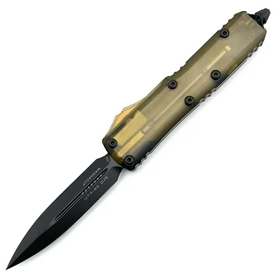 Microtech UTX-85 Ultem Top OTF Knife Double Edge (3" Black DLC MagnaCut) Signature Series 232-1DLCTULS