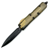 Microtech UTX-85 Ultem Top OTF Knife Double Edge (3" Black DLC MagnaCut) Signature Series 232-1DLCTULS
