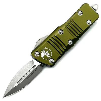 Microtech Mini Troodon OD Green OTF Knife Double Edge (1.9" Apocalyptic) 238-10APOD